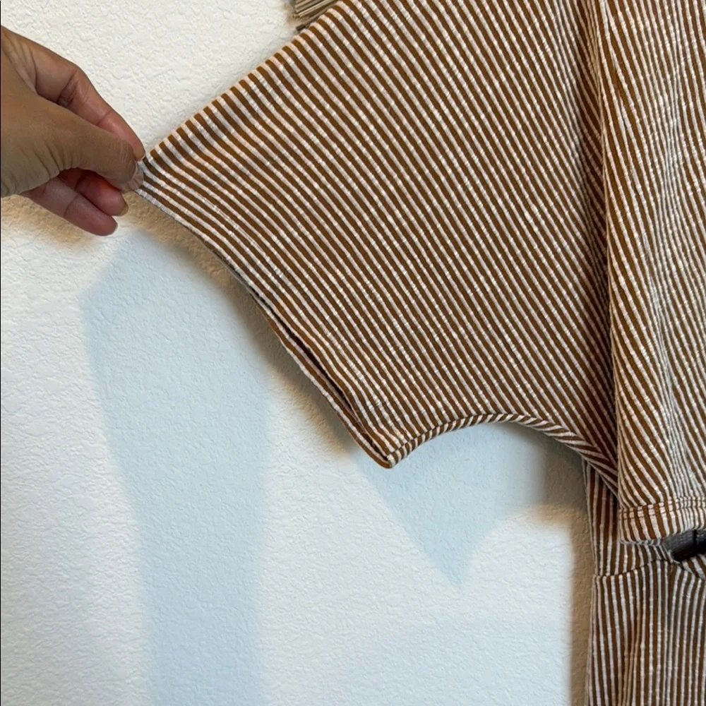 All in Favor Tan and White Jumpsuit with Elegant Stripes - Picture 10 of 10
